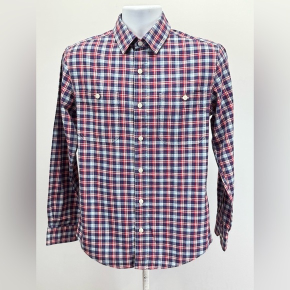 L.L. BEAN Men's red and blue plaid button down shirt size S - Picture 1 of 12